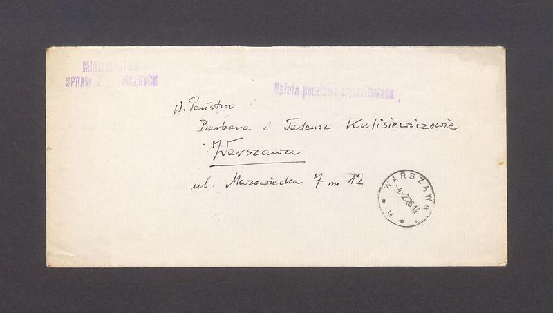 Koperta, nad. Ministerstwo Spraw Zagranicznych