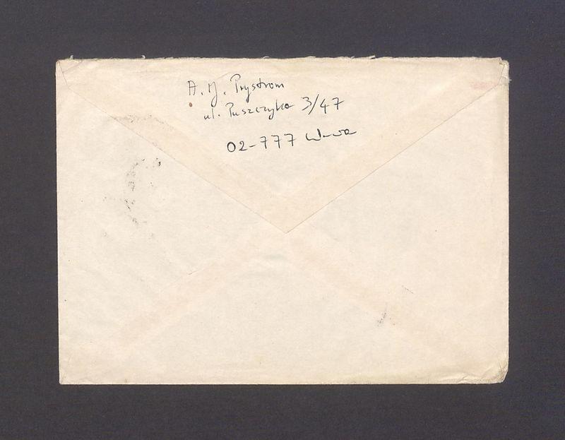 Koperta, nad. A. J. Prystrom