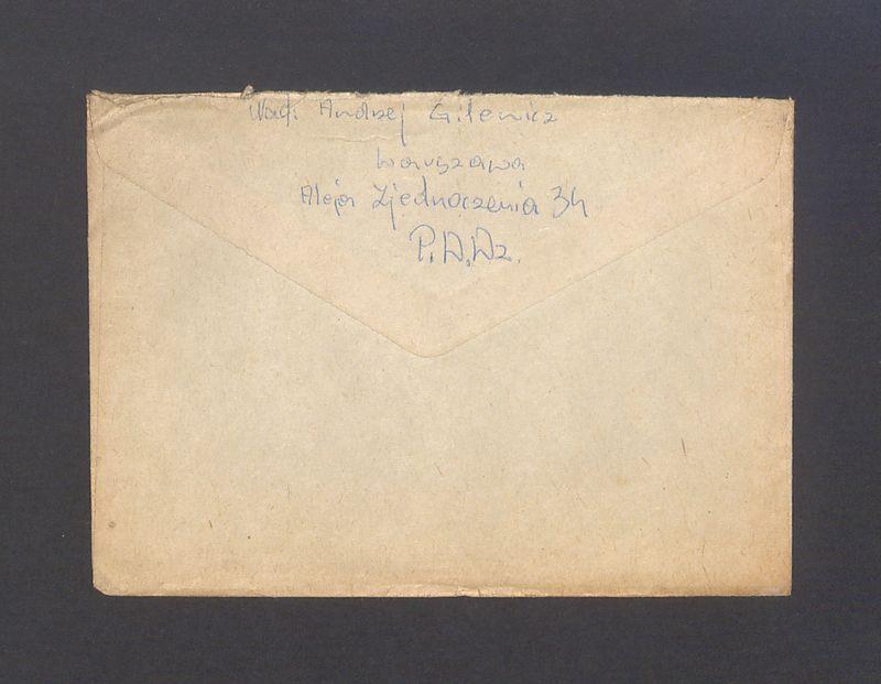 Koperta, adr. Prof. Tadeusz Kulisiewicz