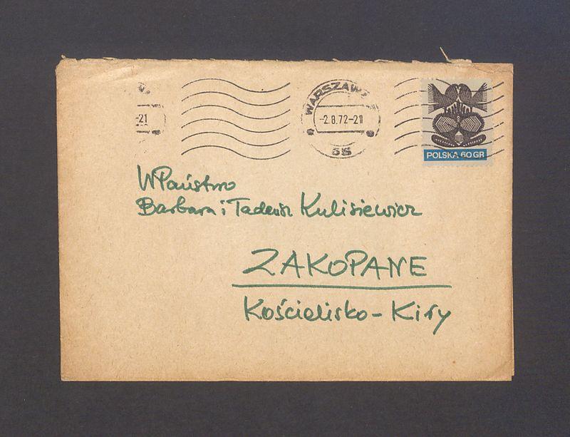 Koperta, adr. WPaństwo Barbara i Tadeusz Kulisiewicz