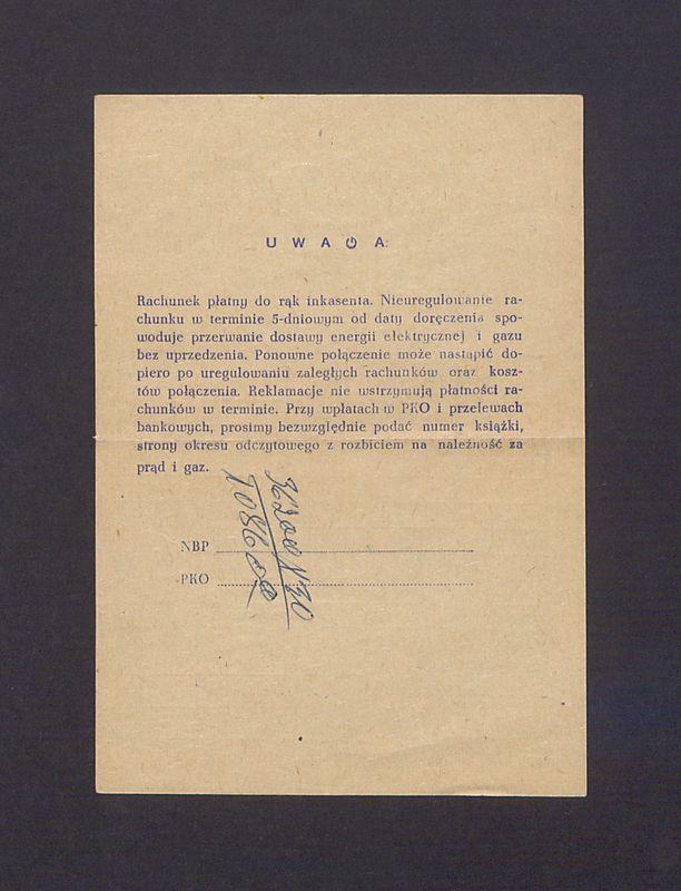 Rachunek za energię elektryczną i gaz