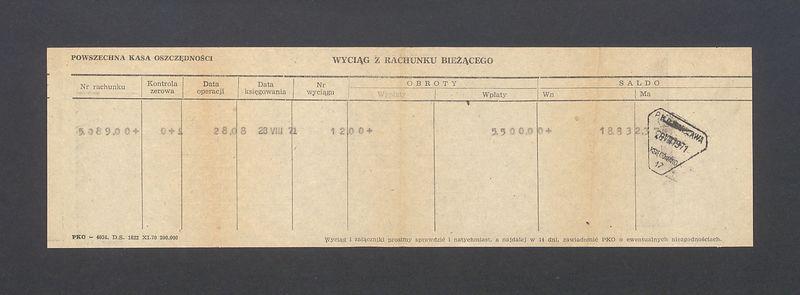 Wyciąg z rachunku bieżącego