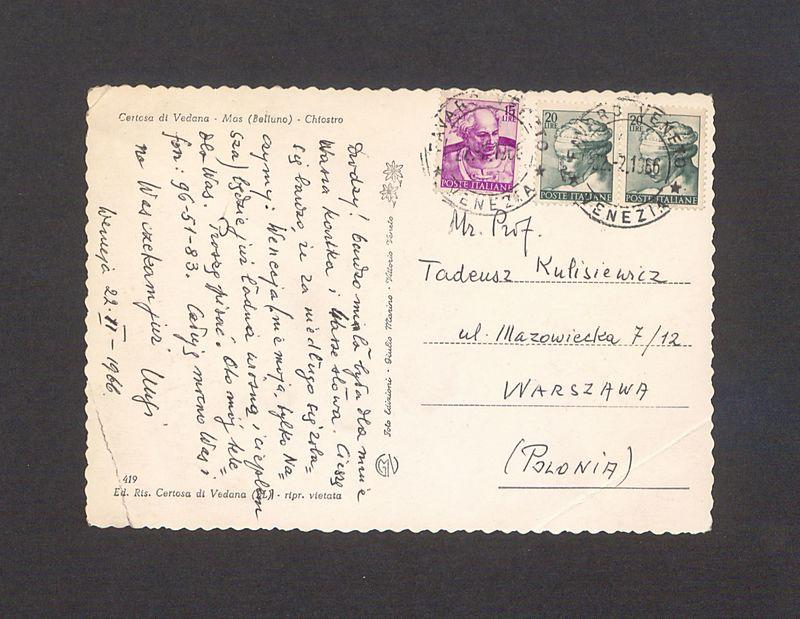 Drodzy! bardzo miła była dla mnie Wasza kartka [...]