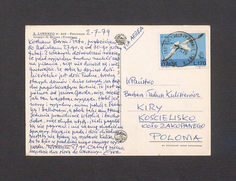 Kochana Basiu i Tato, przyleciałam do Mediolanu 27-go [...]