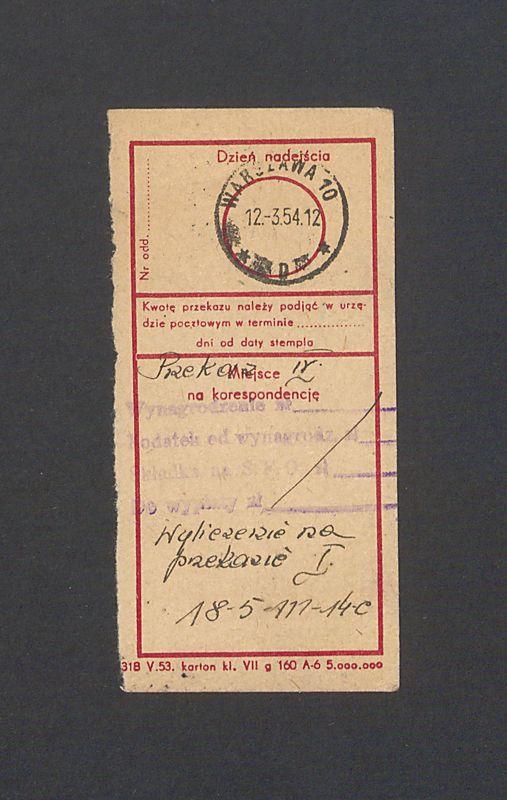 Odcinek dla odbiorcy dot. wpłat na rachunek bankowy, część I