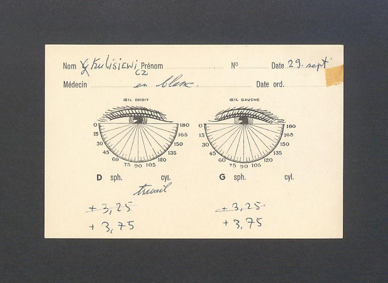 Karta z badania wzroku od okulisty