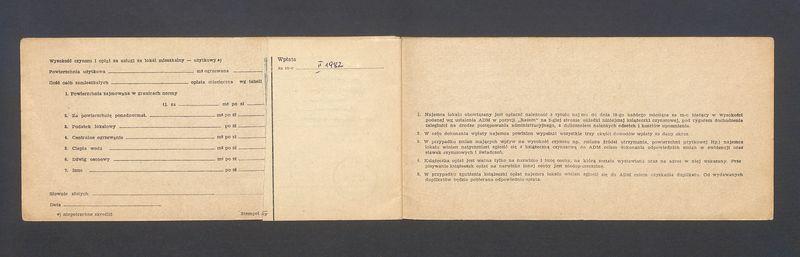 Książeczka opłat z tytułu najmu lokalu na ulicy Mazowieckiej 7 m. 12, na nazwisko Tadeusz Kulisiewicz