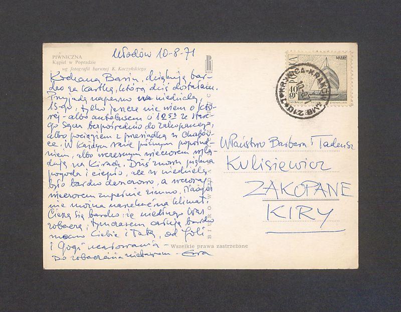 Kochana Basiu, dziękuję bardzo za kartkę [...]