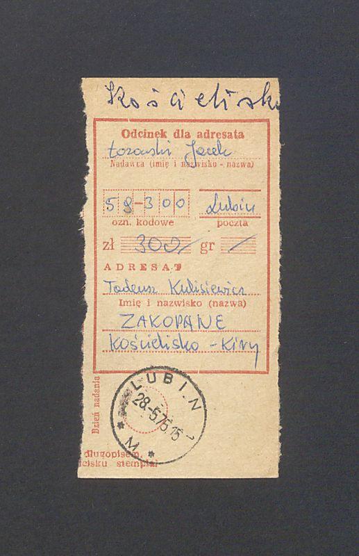 Odcinek dla odbiorcy dot. wpłat na rachunek bankowy, część II