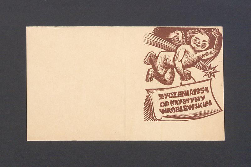 Życzenia 1954 od Krystyny Wróblewskiej