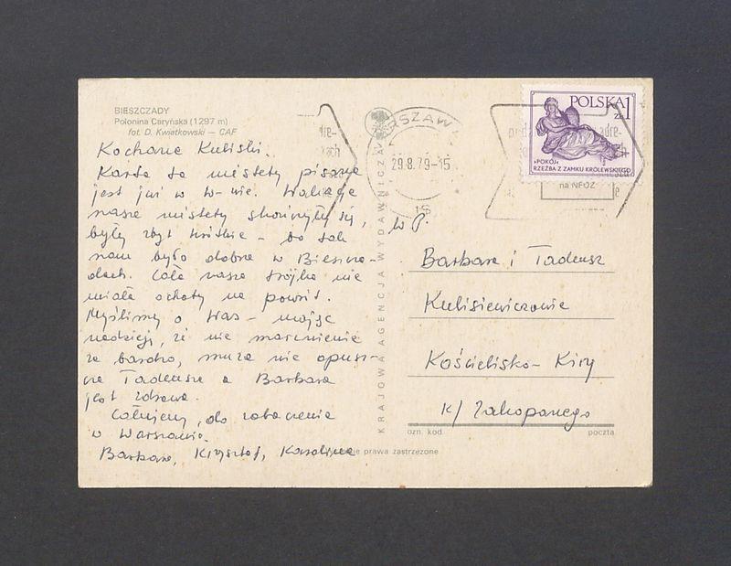 Kochane Kuliski. Karta ta niestety pisana jest już w W-wie [...]