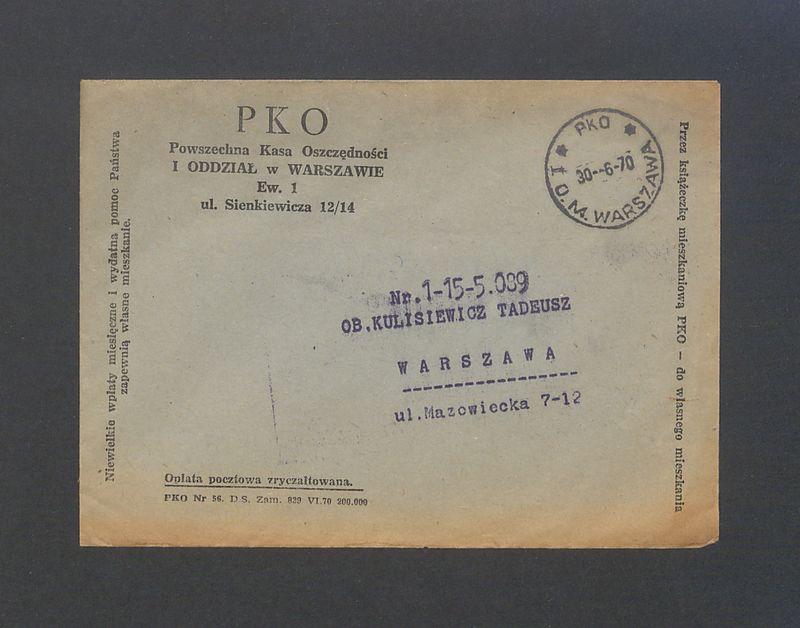 Powszechna Kasa Oszczędności, koperta