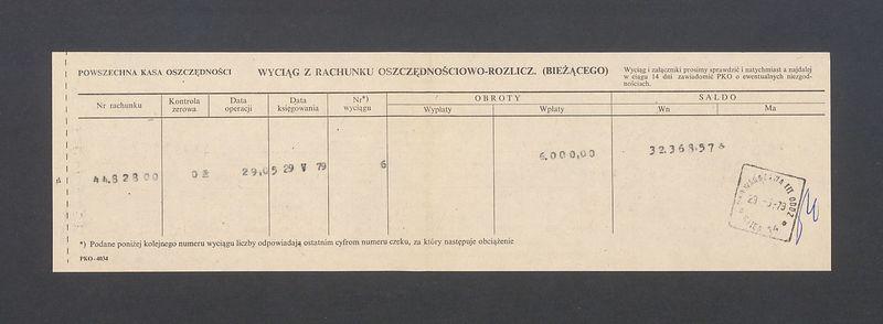 Powszechna Kasa Oszczędności: wyciąg z rachunku oszczędnościowo- rozliczeniowego (bieżącego)
