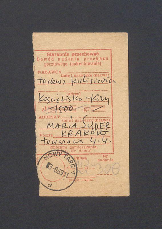 Odcinek dla odbiorcy dot. wpłat na rachunek bankowy, część III