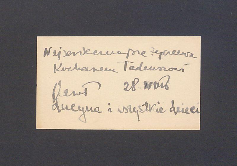 Bilecik z życzeniami imieninowymi dla T. Kulisiewicza