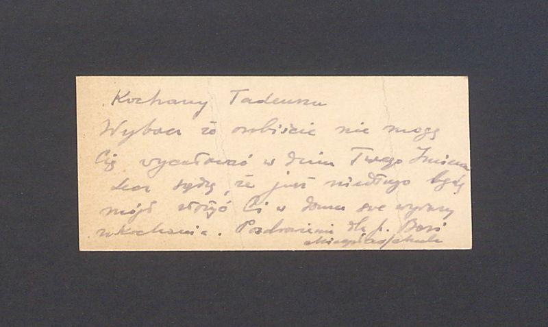 Bilecik z życzeniami imieninowymi dla T. Kulisiewicza