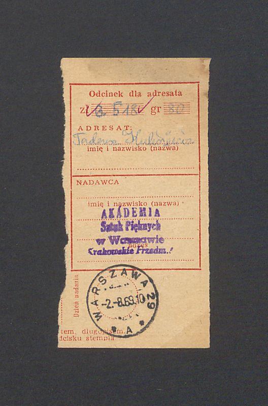 Odcinek dla odbiorcy dot. wpłat na rachunek bankowy, część I