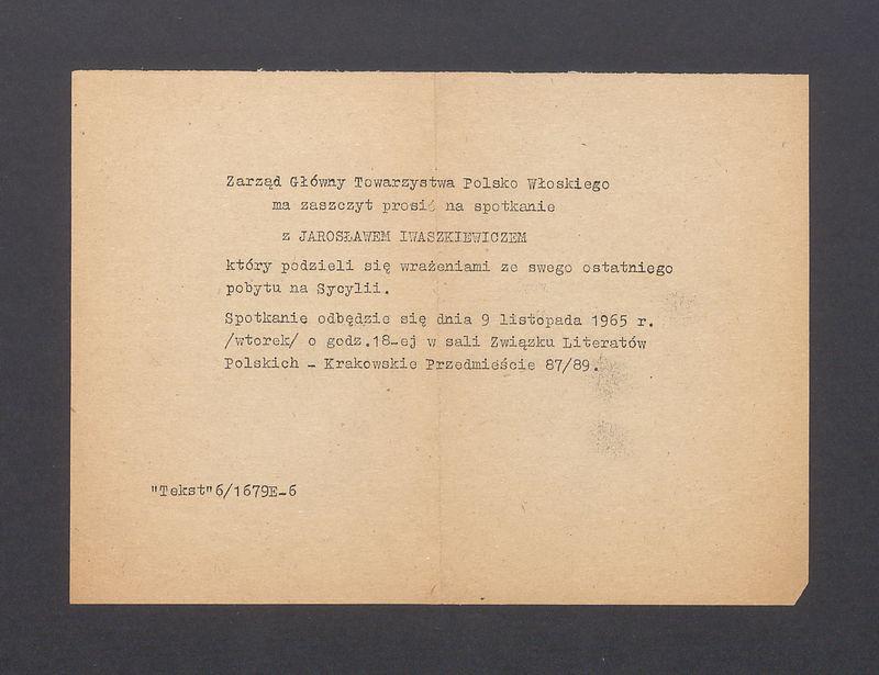 Zaproszenie na spotkanie z Jarosławem Iwaszkiewiczem