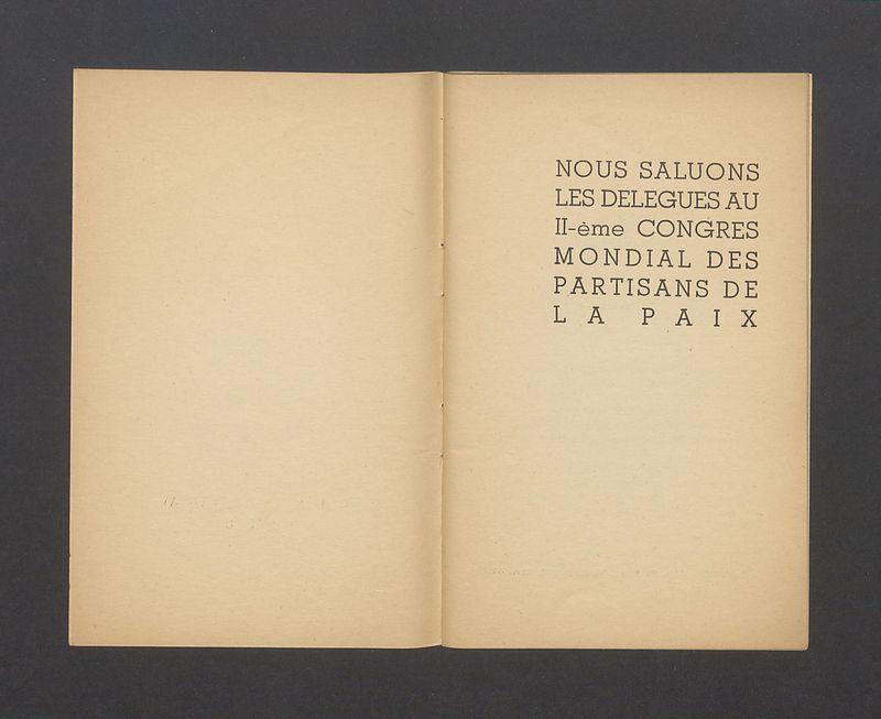 Guide a l'usage de delegues. Nous saluons les delegues au II-eme Congres Mondial des Partisants de la Paix