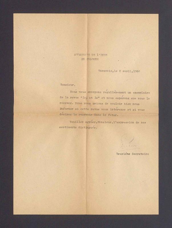 Monsieur, Nous vous envoyons regulierement un exemplaire [...]