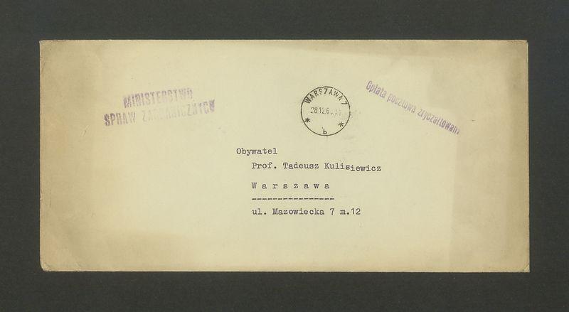 Koperta, nad. Ministerstwo Spraw Zagranicznych