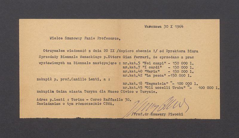 Wielce Szanowny Panie Profesorze, Otrzymałem wiadomość [...]