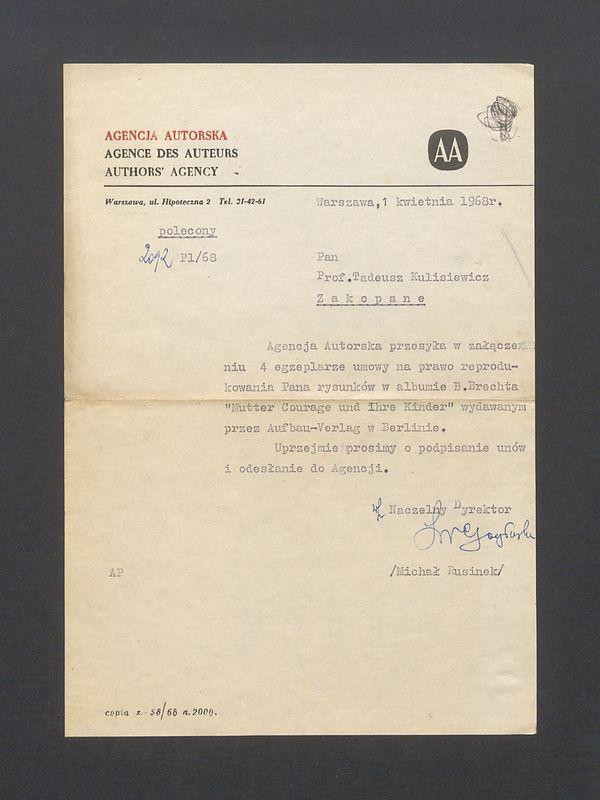 Agencja Autorska przesyła egzemplarze umowy na prawo do reprodukowania