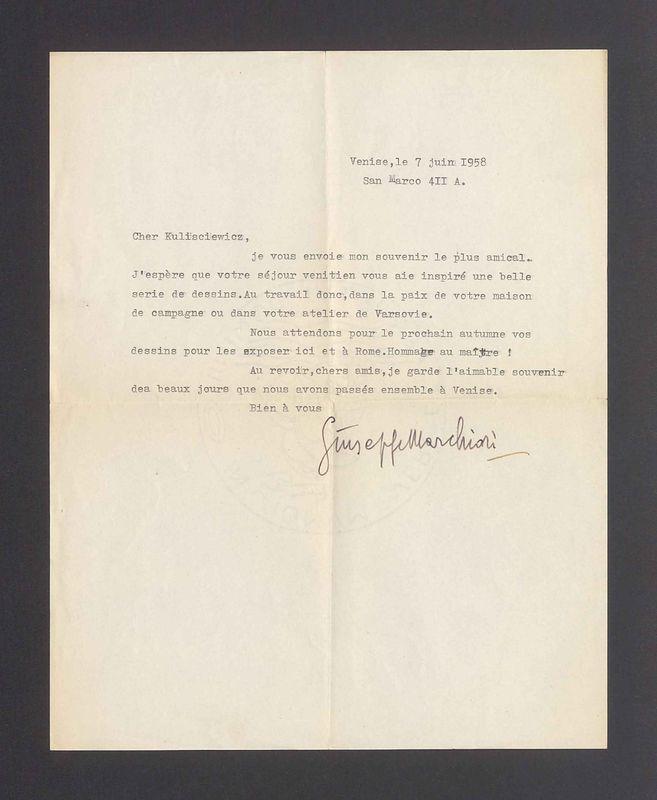 Cher Kulisciewicz, je vous envoie mon souvenir le plus amical [...]