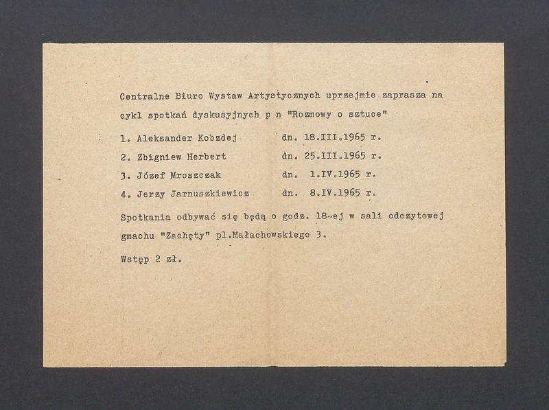 Centralne biuro Wystaw Artystycznych: zaproszenie na cykl spotkań dyskusyjnych "Rozmowy o sztuce"