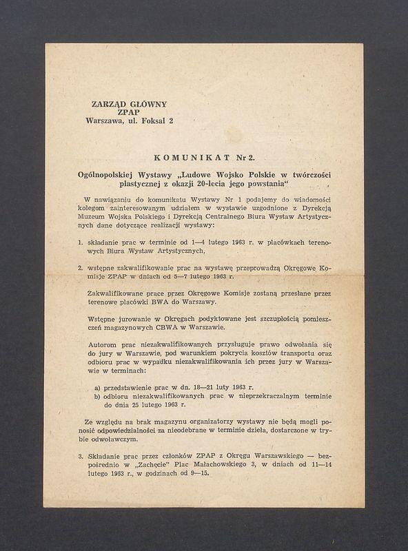 Komunikat Zarządu Głównego ZPAP