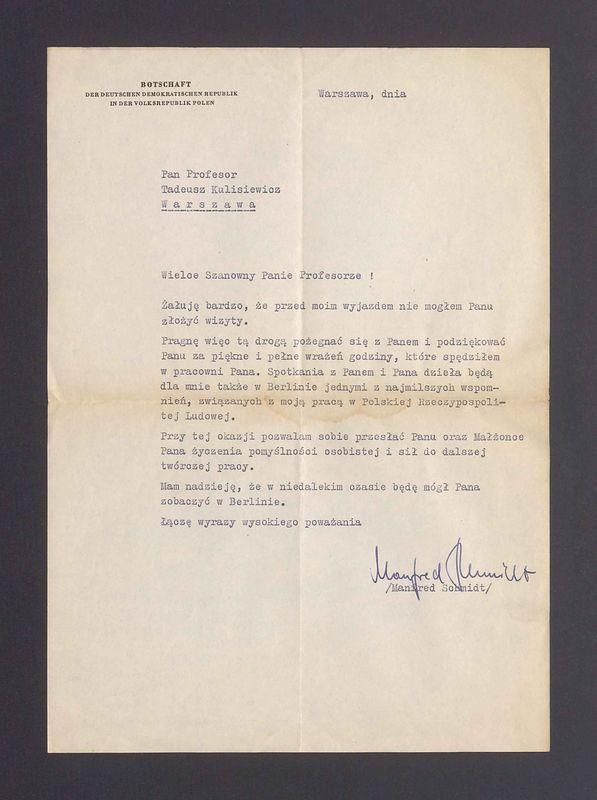 Wielce Szanowny Panie Profesorze! Żałuję bardzo, że przed wyjazdem nie mogłem Panu złożyć wizyty [...] 