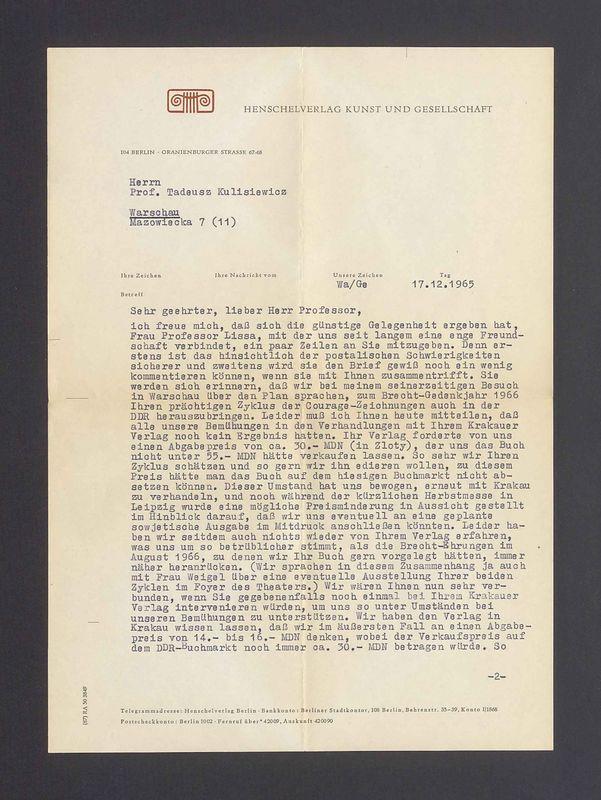 Sehr geehrter, lieber Herr Professor, ich freue mich, dass sicch die gunstige Gelegenheit ergeben hat [...]