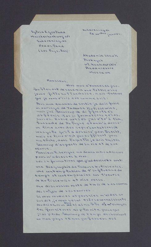 Koperta, adr. Akademia Sztuk Pięknych