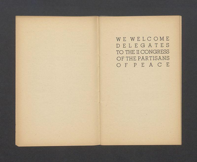 Guide a l'usage de delegues. We welcome Delegates to the II Congress of the Partisants of Peace