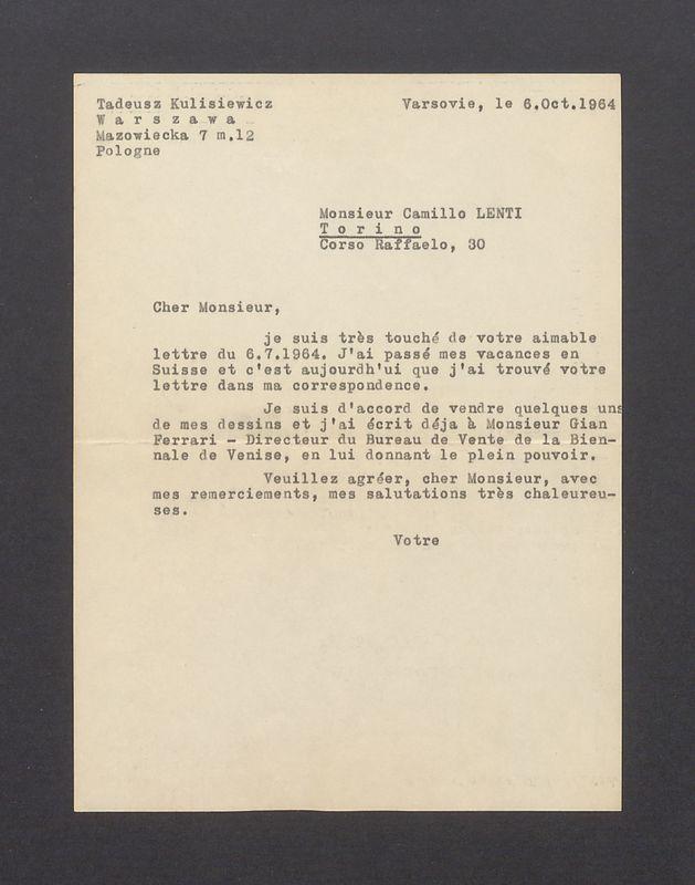 Cher Monsieur, je suis tres touche de votre aimable lettre [...]