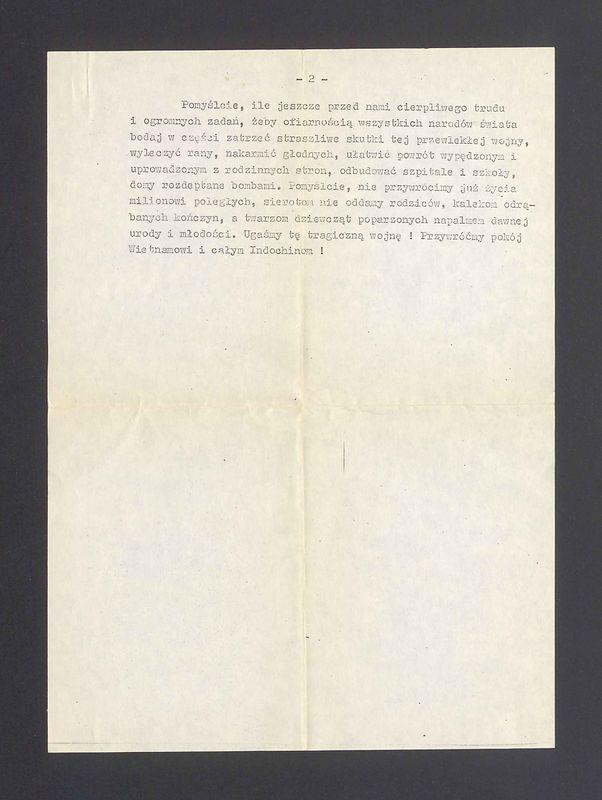 Ogólnopolski Komitet Pokoju: apel do intelektualistów całego świata ws. Wietnamu i sytuacji na Półwyspie