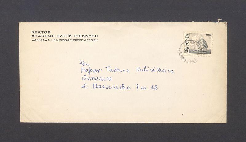Koperta, nad. Rektor Akademii Sztuk Pięknych
