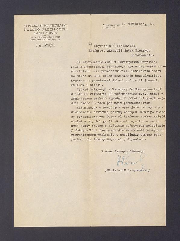 Towarzystwo Przyjaźni Polsko-Radzieckiej: zaproszenie na wycieczkę do ZSRR