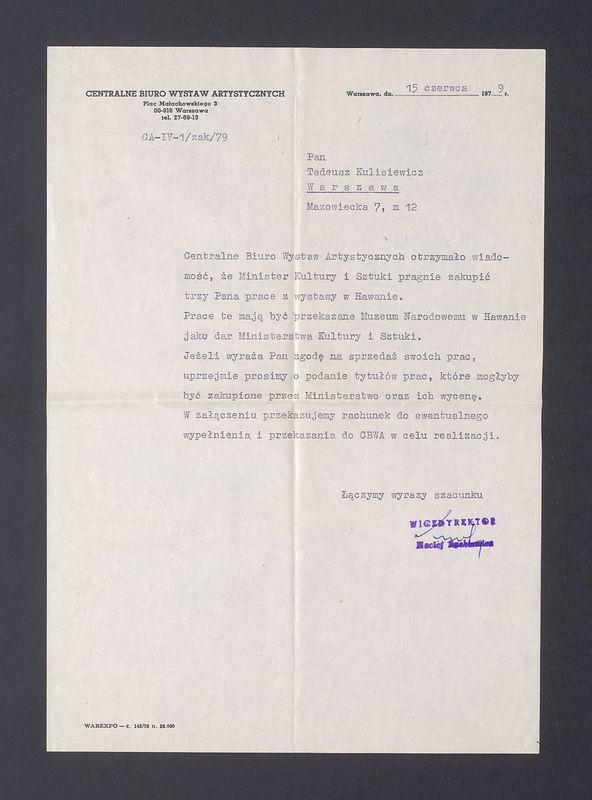 Centralne biuro Wystaw Artystycznych: Ministerstwo chce zakupić trzy prace z Hawany