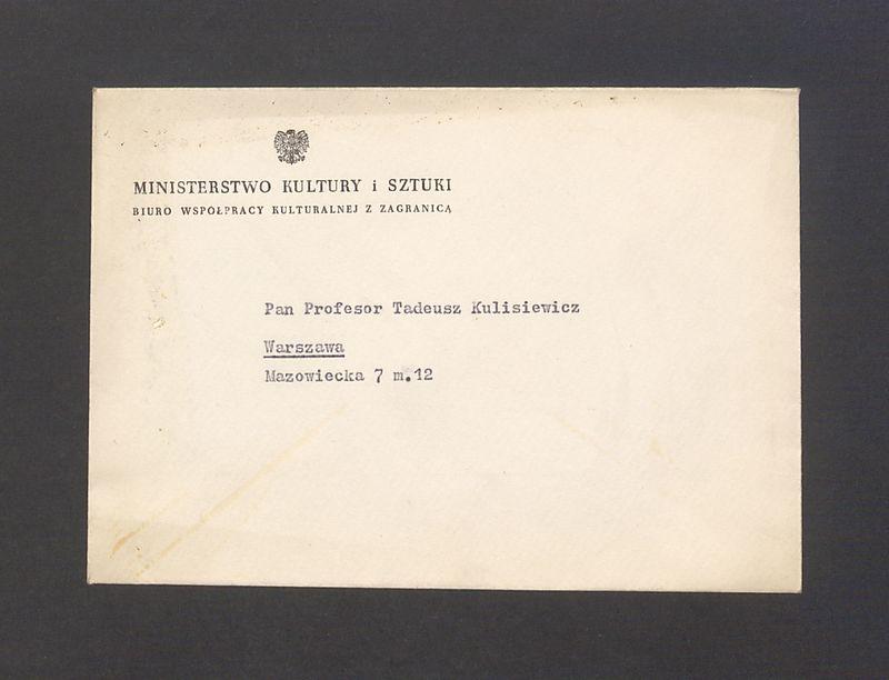 Koperta, nad. Ministerstwo Kultury i Sztuki