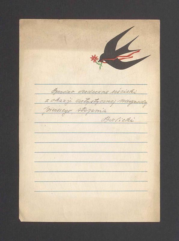 Bardzo serdeczne uściski z okazji artystycznej nagrody [...]