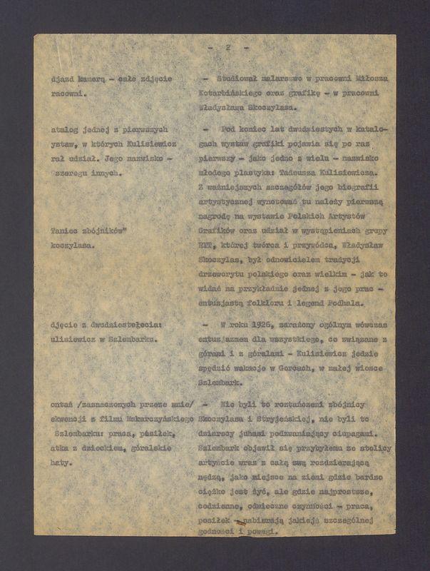 Tadeusz Kulisiewicz. Scenariusz audycji z cyklu "Portrety"