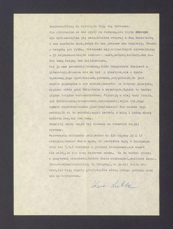 Basienku! Piszę do ciebie, bo boję się Tadeusza [...]