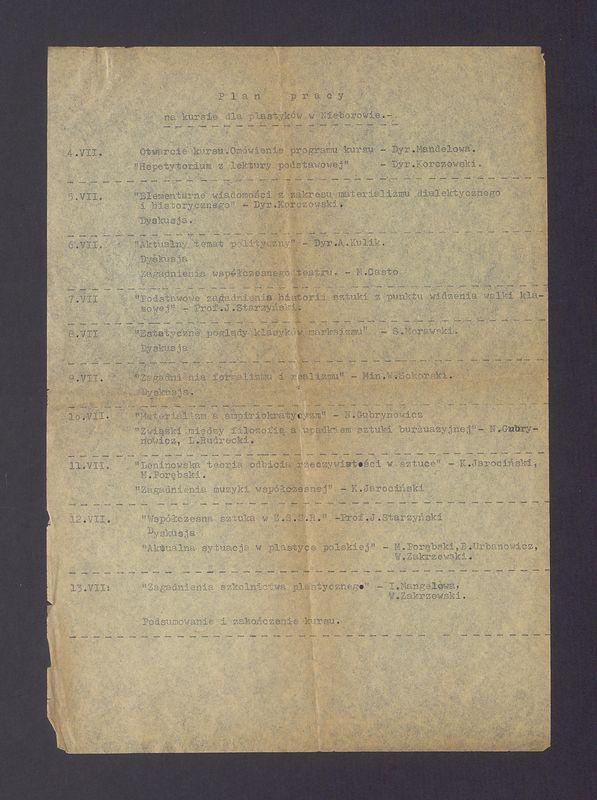 Program, lista uczestników i plan pracy seminarium w Nieborowie