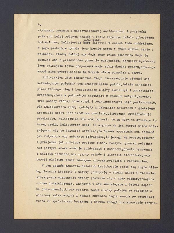 Tadeusz Kulisiewicz jest artystą, który osiągiem swych doświadczeń i osiągnięć twórczych [...]