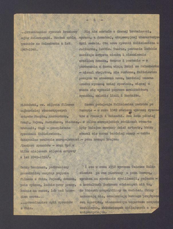 Tadeusz Kulisiewicz. Scenariusz audycji z cyklu "Portrety"