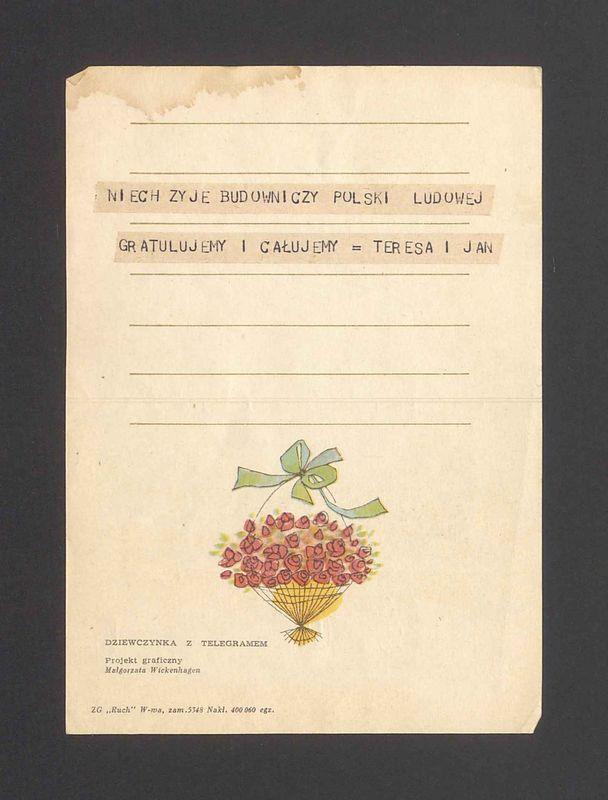 Telegram. Niech żyje budowniczy Polski Ludowej [...]