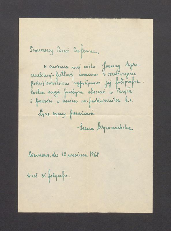 Szanowny Panie Profesorze, w imieniu mej córki [...]