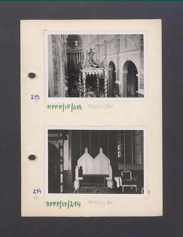 Wnętrze gnieźnieńskiej katedry. Nawa główna w wystroju barokowym, widoczny górny fragment konfesji.