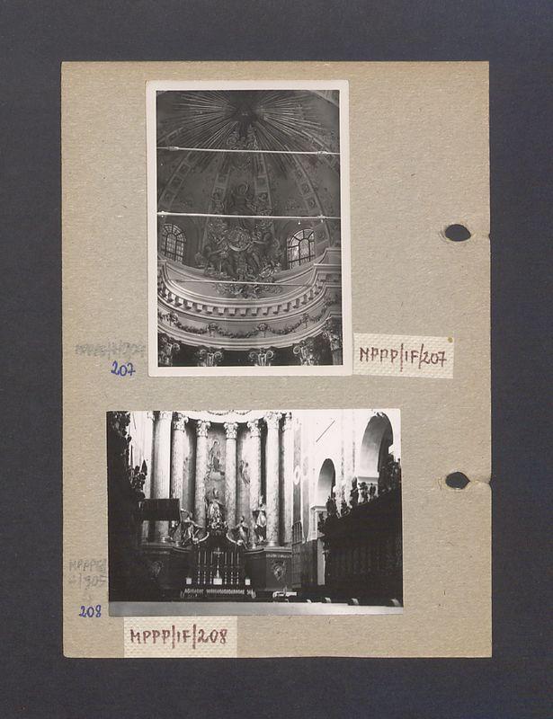 Wnętrze gnieźnieńskiej katedry. Połowa kopuły absydy o wystroju barokowym.